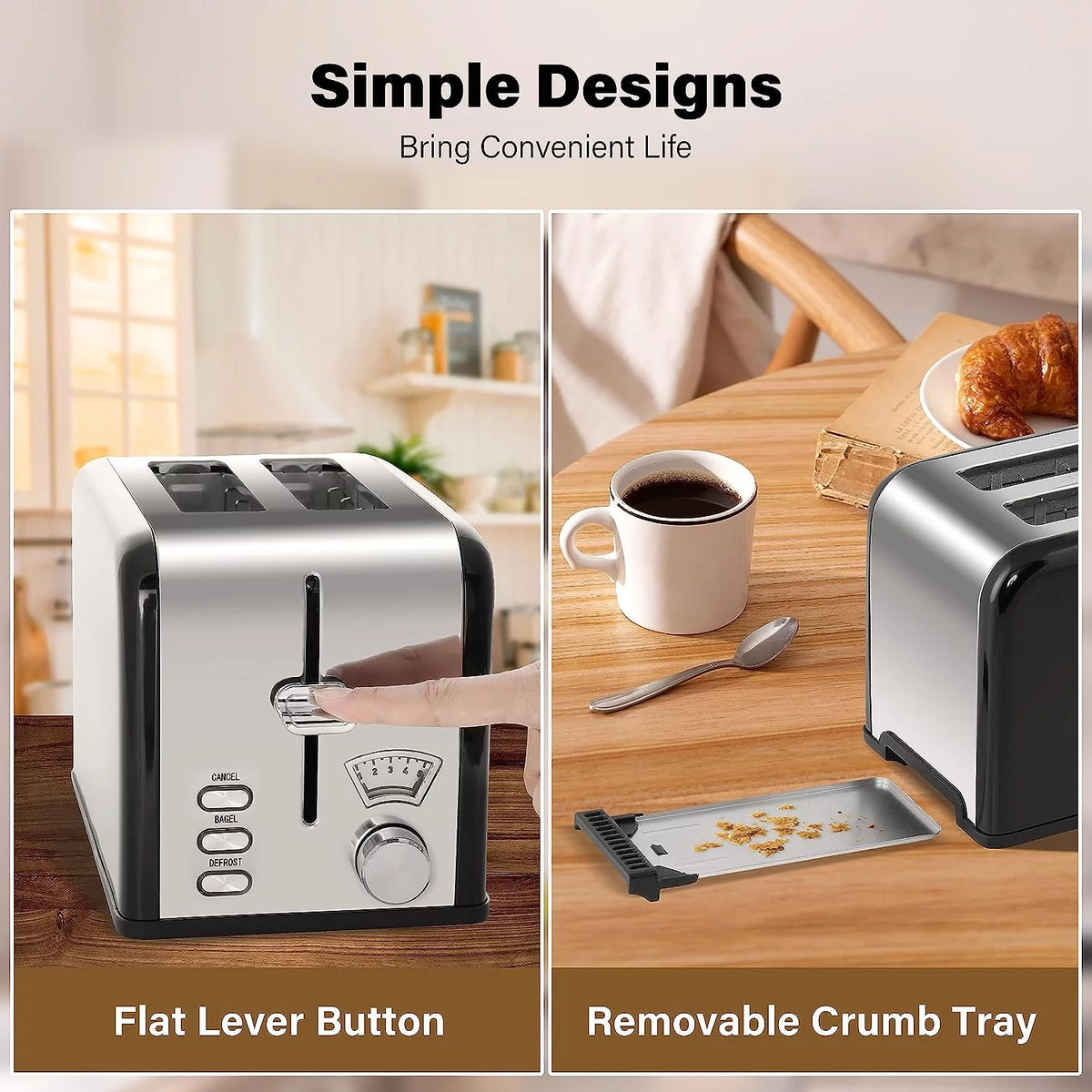 2-Slice Toaster with 1.5 inch Wide Slot, Black X23491