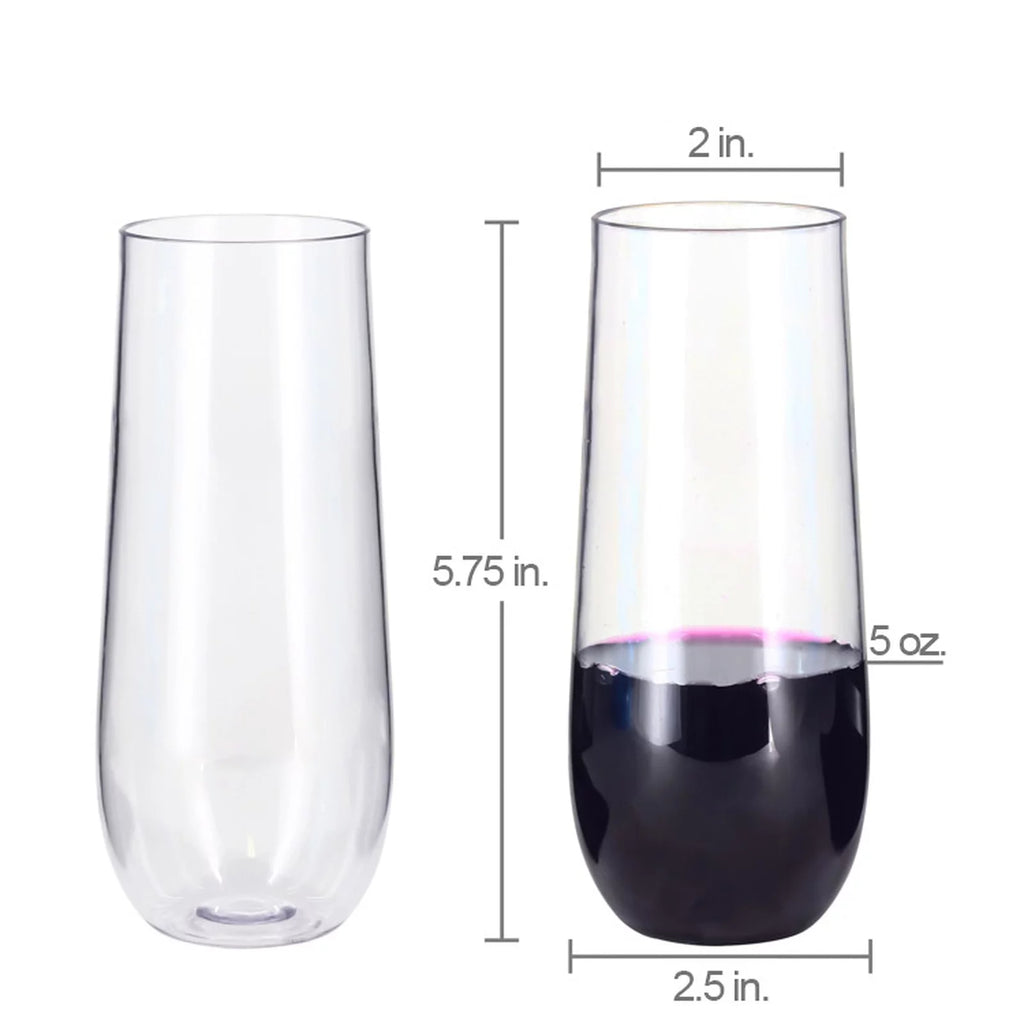 32 Pack 10-ounce Clear Plastic Champagne Flutes W1897