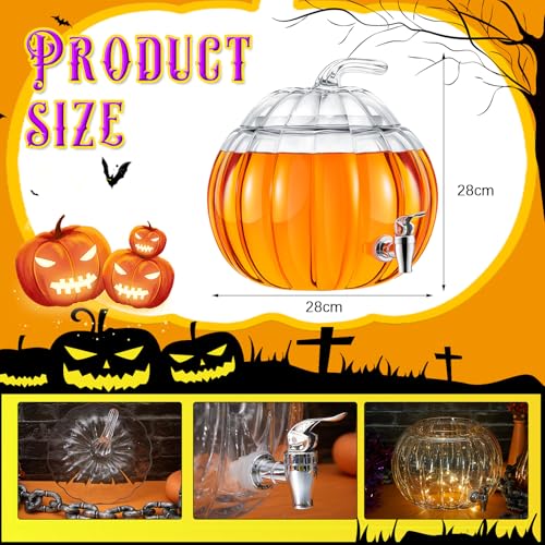 2 Pack 2 Gallon Glass Pumpkin Drink Dispenser with Spigot K925880