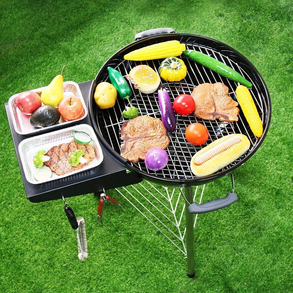 Black Powder Coated Steel Grill Table Shelf X52786