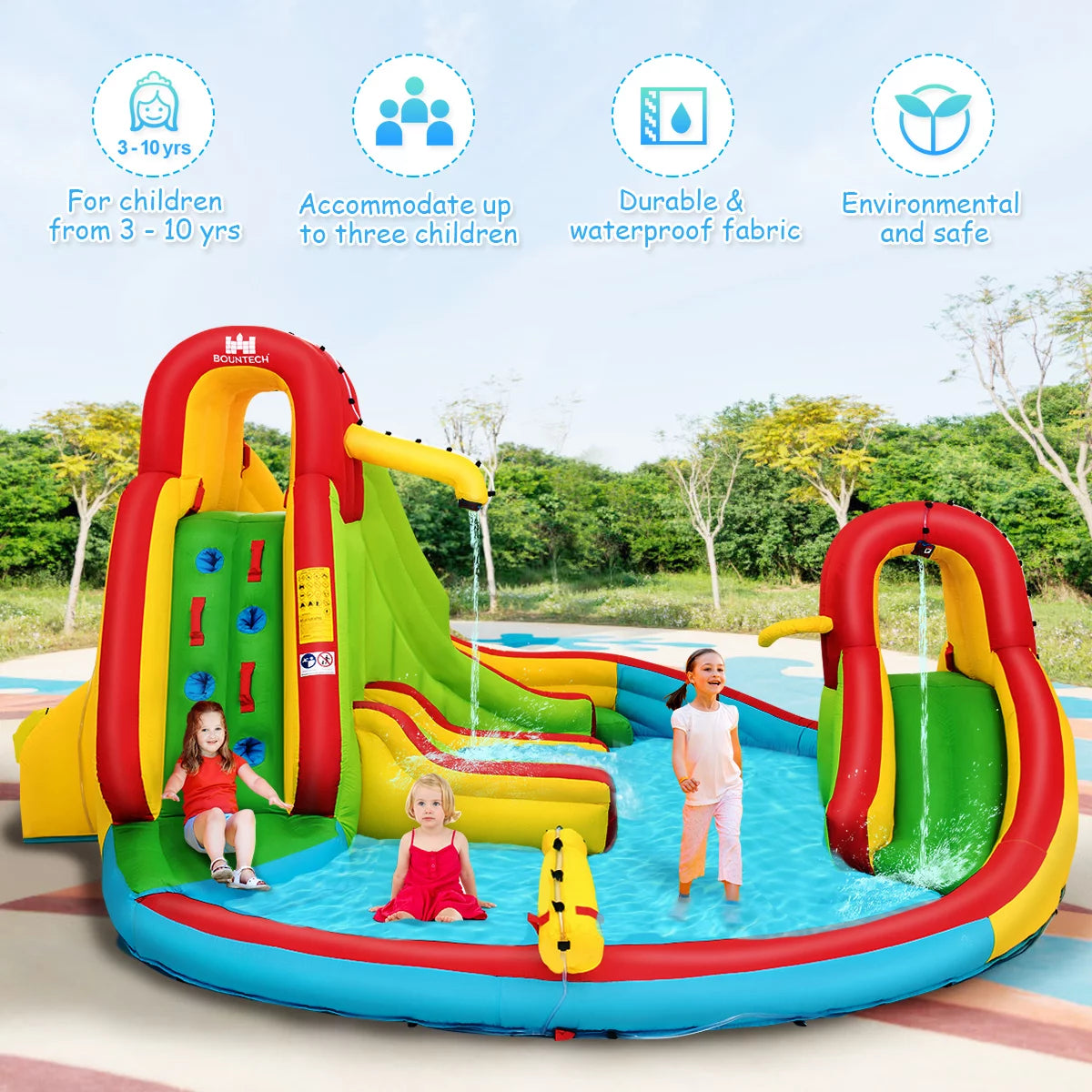Kids Inflatable Water Slide Park with Splash Pool D451