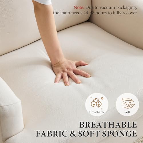 Beige Upholstered Accent Chair with Wood Legs V68895