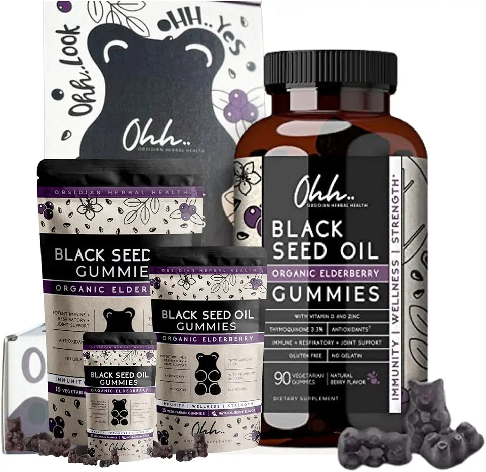 Black Seed Oil Elderberry Vegan Gummies with Zinc & Vitamin D, 90 Count Z972850