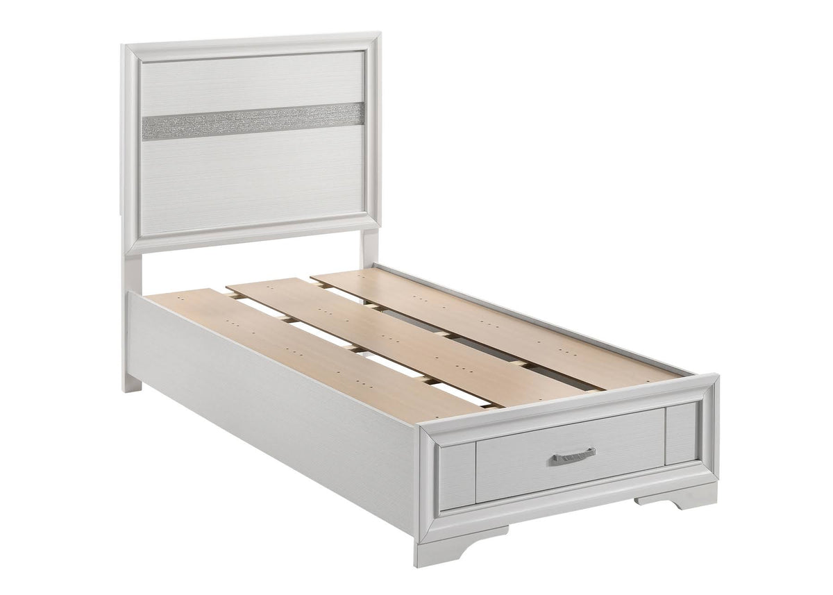 White Twin Storage Bed E800512