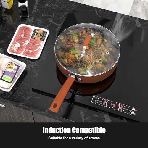 Copper 12-Inch Nonstick Induction Frying Pan with Lid I1485