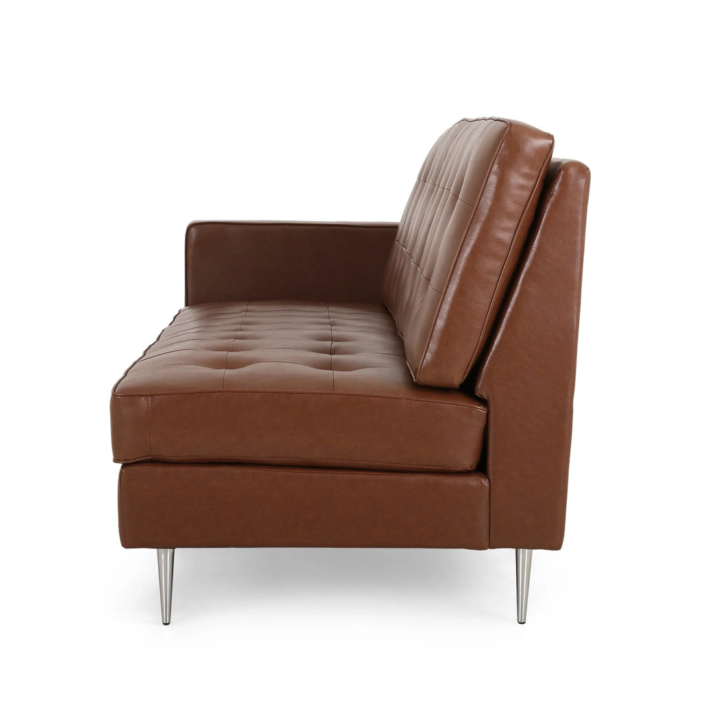 Cognac Brown Faux Leather 5 Seater Sectional Sofa Set K286