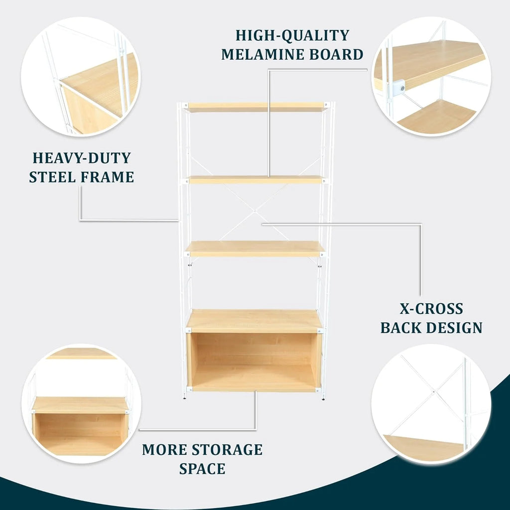 4 Shelves Bookcase with Steel Frame U931