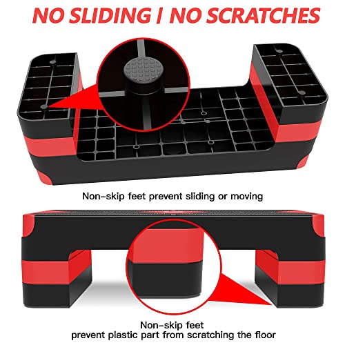 Adjustable Aerobic Step Platform, 26.5" Step Deck with 4” 6” 8” Risers E793