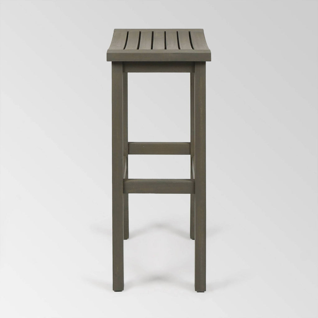 Gray Acacia Wood Outdoor Bar Stool Set of 4 O93668