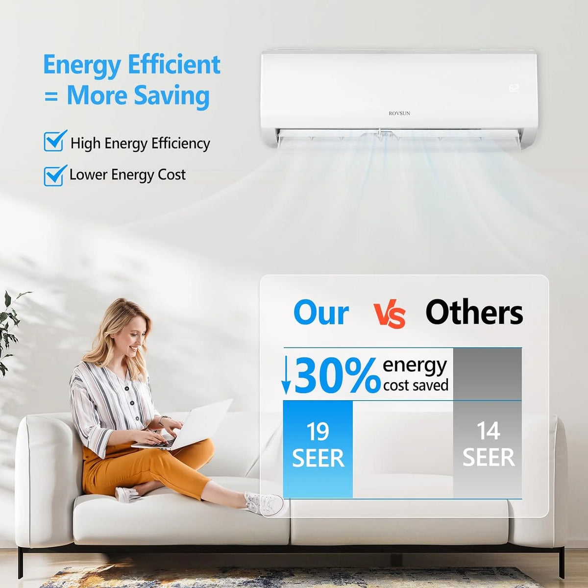 9000 + 9000 BTU Dual Zone Mini Split AC/Heating System Y869339