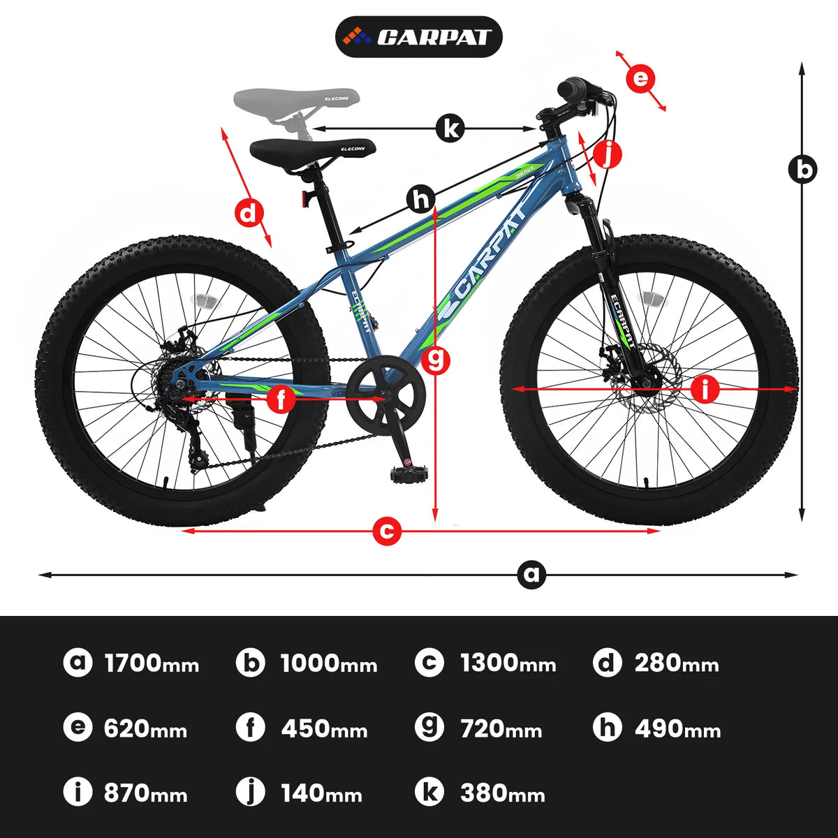 24 inch Fat Tire Bike with 7-Speed and Dual-Disc Brakes W7635