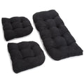 Black Microsuede Tufted Settee Cushion Set, Set of 3 N1742
