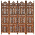 Hand Carved 4-Panel Mango Wood Room Divider O294903