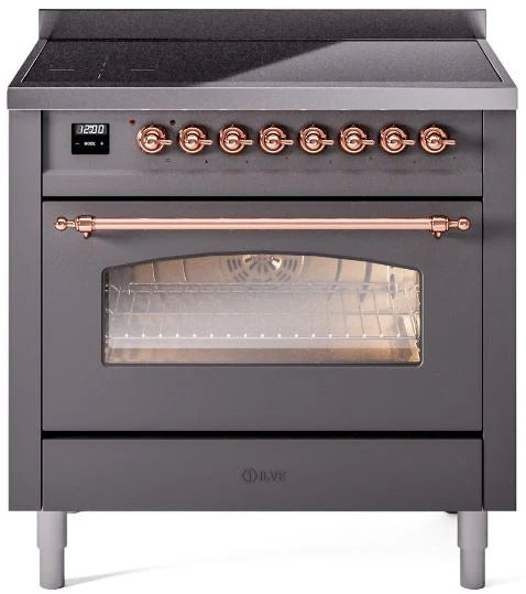 36 Induction Range with Electric Oven in Matte Graphite B293