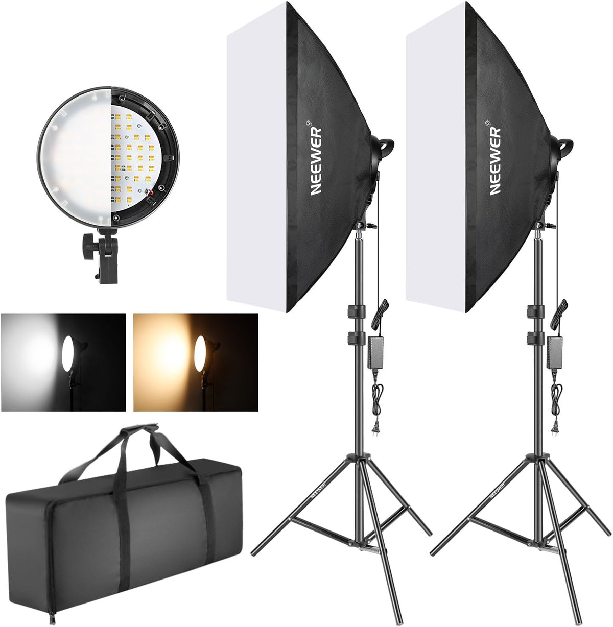 Bi-color Dimmable LED Softbox Lighting Kit with Light Stand B658