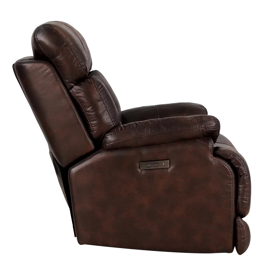 Chocolate Brown Leather Power Recliner with Power Headrest N48779