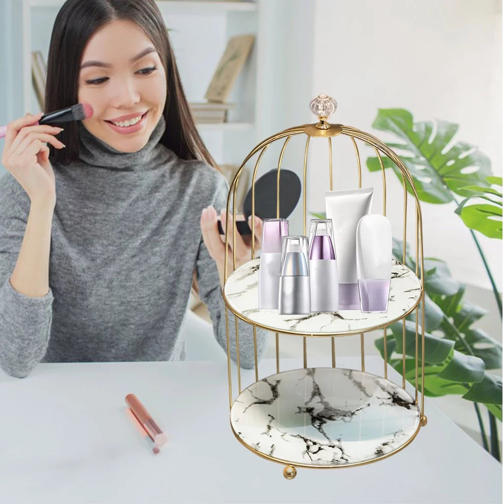 2 Tier Iron Wire Cosmetic Makeup Organizer J235