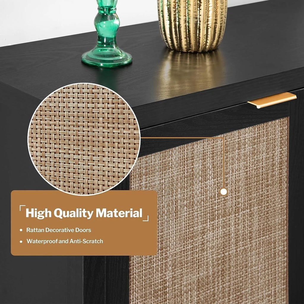 Set of 2 Rattan Cabinet with Doors W58980