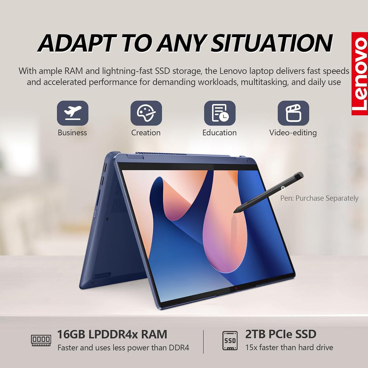 14 Inch FHD Touchscreen 2 in 1 Laptop, Intel Core i5, 16GB RAM 512GB SSD, Windows 11, Backlit Keyboard T639590