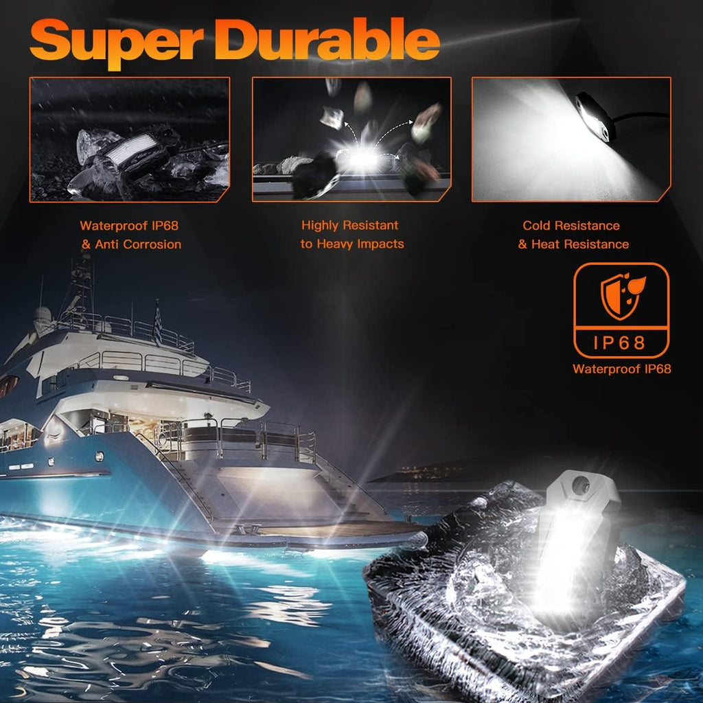 White 20Pods LED Rock Lights for Truck Boat Exterior K664571