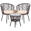 3 Pieces Beige All-Weather Wicker Patio Bistro Set U220