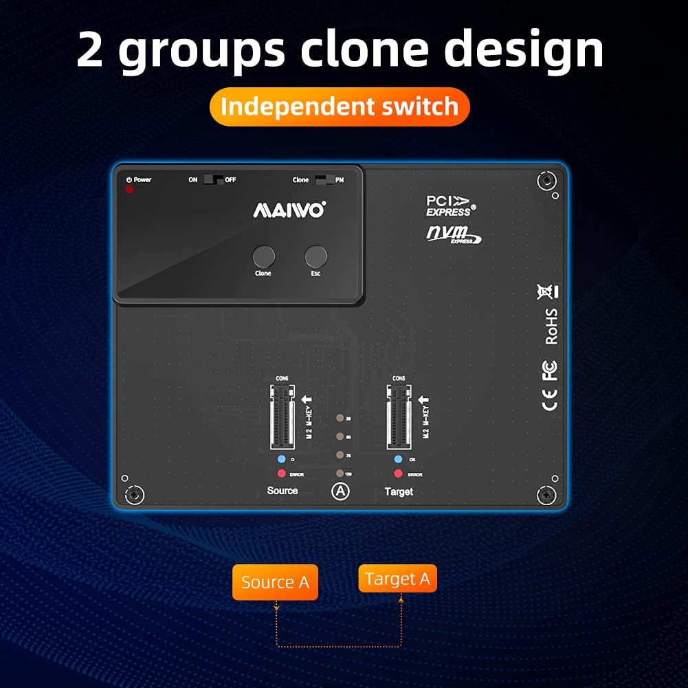 Portable Dual Bay M.2 NVME Docking Station I2574