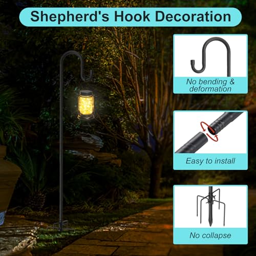 Black 62" Adjustable Shepherds Hook with 5 Prongs Base J3972