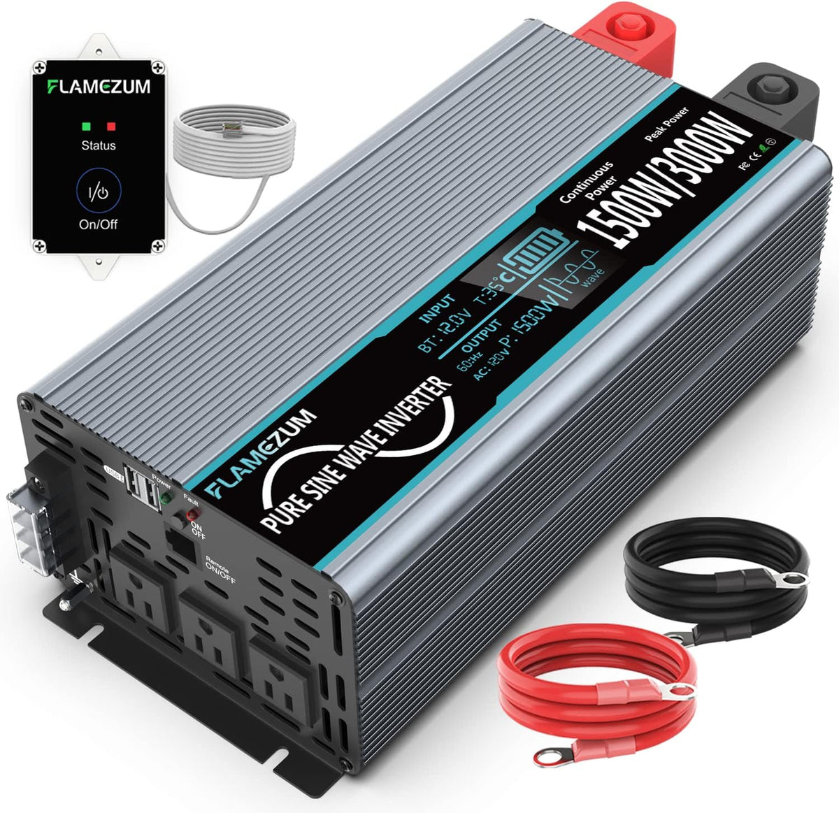 Pure Sine Wave 2000 Watt 12V DC to 110V/120V AC Power Inverter U92851