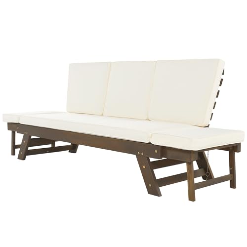 Gray Solid Wood Patio Daybed Sofa with Pillows W909