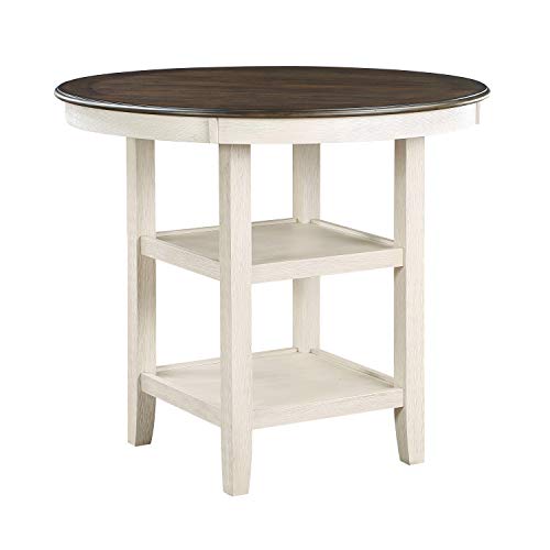 Brown/Antique White Round Dining Table L242