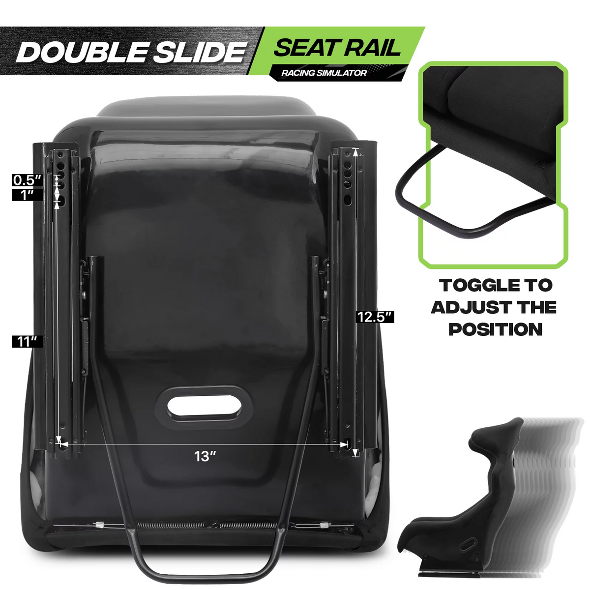 Black Racing Bucket Seat with Adjustable Slide & Angle Q484
