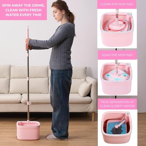 Square Spin Mop & Bucket System with 2 Microfiber Mop Pads X636