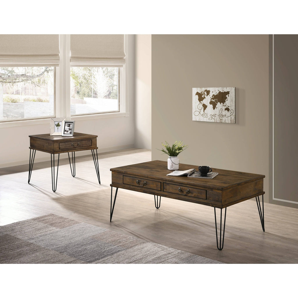 Industrial Rustic Oak End Table X584630