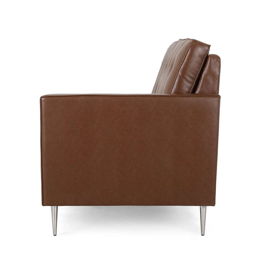 Cognac Brown Faux Leather 5 Seater Sectional Sofa Set K286
