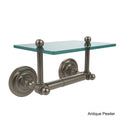 Antique Pewter Two Post Toilet Tissue Holder with Glass Shelf X412408