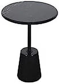 Black Marble Round Pedestal Side Table I77487