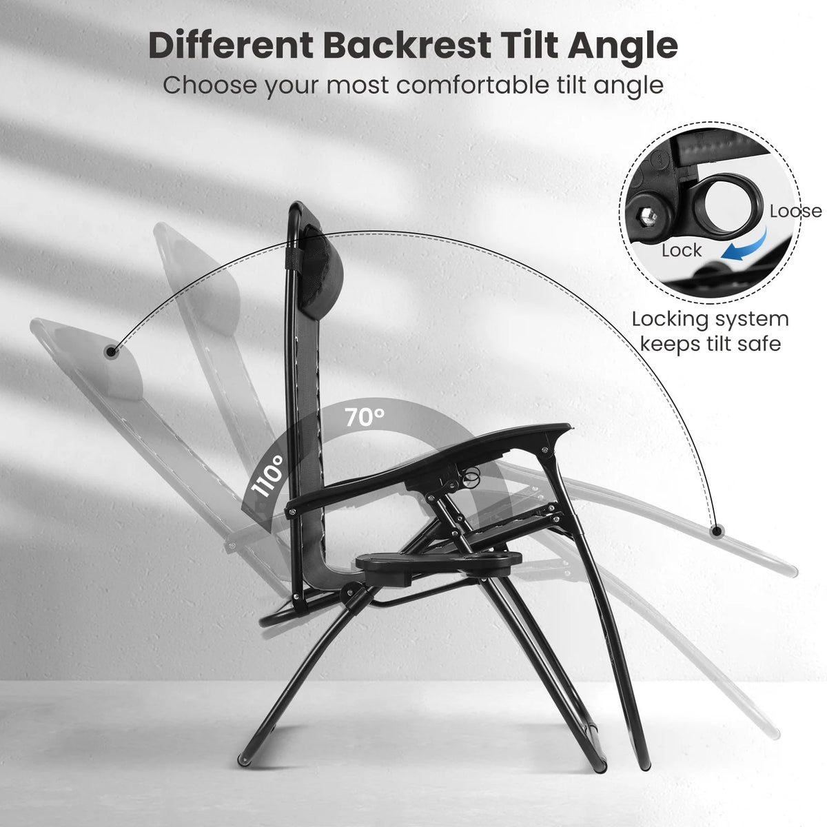 Set of 2 Black Zero Gravity Chair W55942