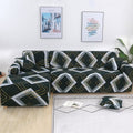2 Pieces Polyester Fabric Stretch Slipcovers for L Shape Sectional Sofa D5612