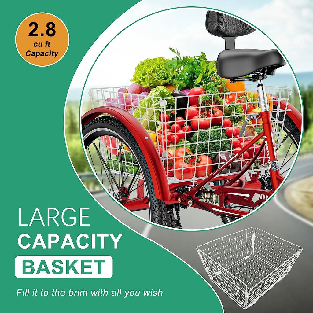 24 inch 7 Speed Adult Tricycle with Shopping Basket G480