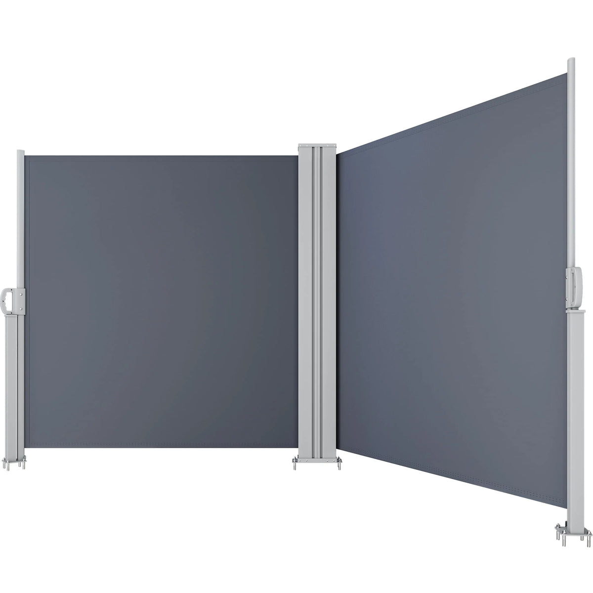 Double Side Awning 236''X 63'', Retractable Waterproof UV-Resistant Privacy Screen, Gray P50724
