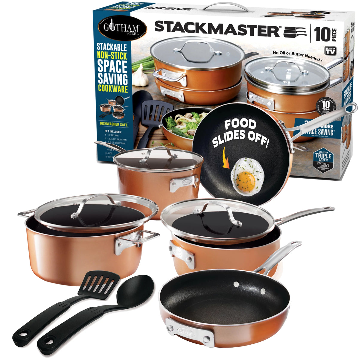 10 Pc Nonstick Copper Cookware Set Q746769