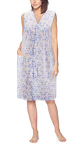 Sleeveless Pearl Snap Button Floral Duster Nightgown Robe X961373