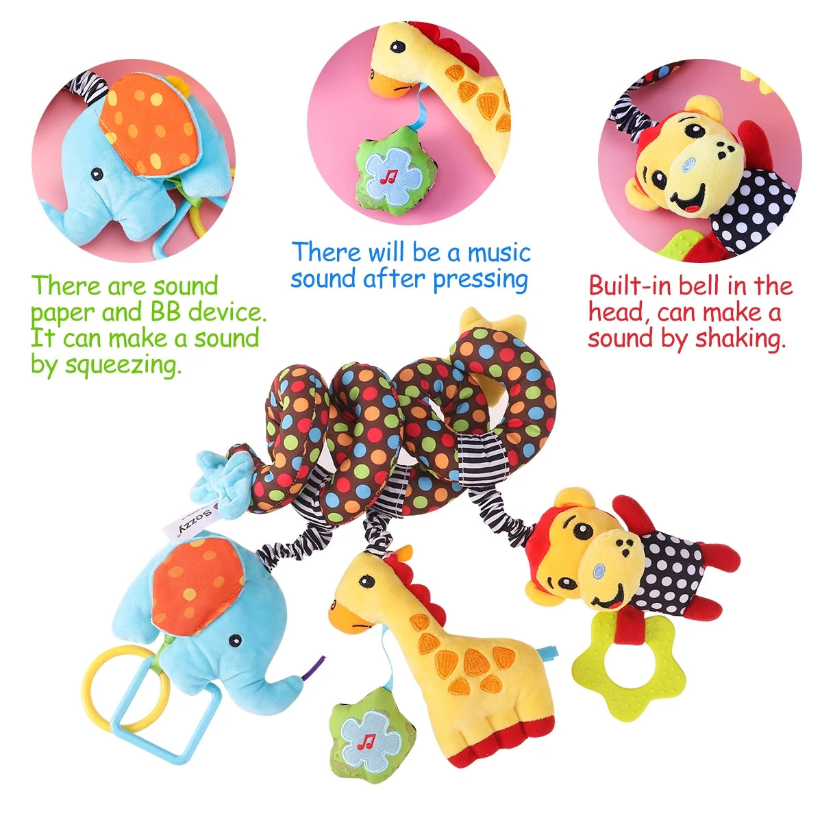 Infant Baby Activity Spiral Stroller Toy Plush Toy F833