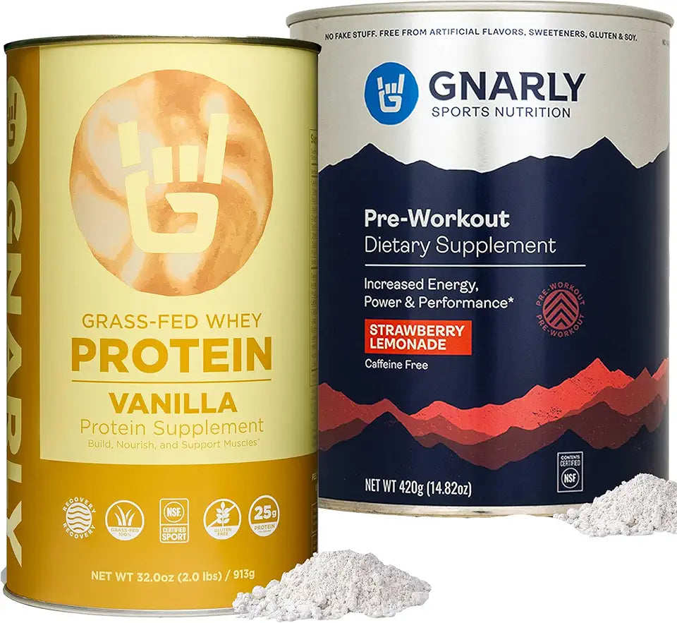 Grass-Fed Protein Supplement Vanilla 32.0oz and Caffeine Free Preworkout 14.82oz X250
