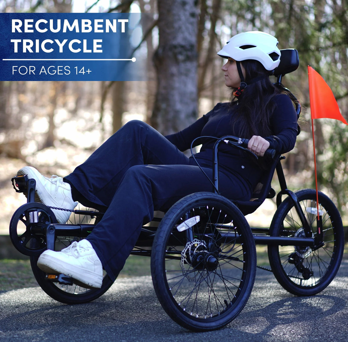 Black 3-Wheel Recumbent Bike F865