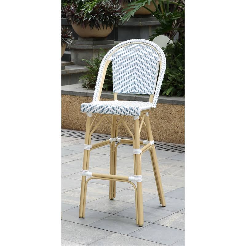 Blue Aluminum Patio Bar Chairs Set of 2 U91405