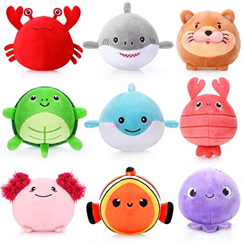 9 Pcs Mini Sealife Stuffed Animals 3.15 Inch Soft Plushies Y24178