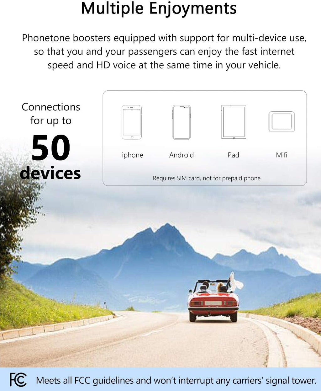 Cell Phone Signal Booster for Cars and SUVs, 5G 4G LTE, Band 12/13/17 Y999
