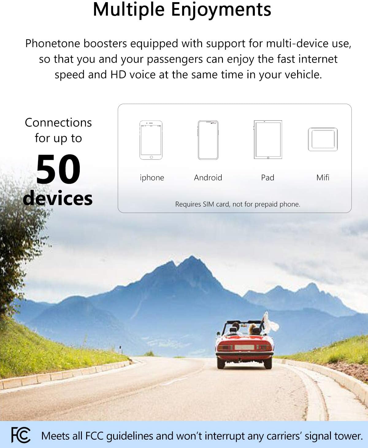 Cell Phone Signal Booster for Cars and SUVs, 5G 4G LTE, Band 12/13/17 Y999