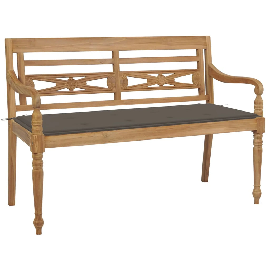 Wooden Patio Bench with Taupe Cushion V527434